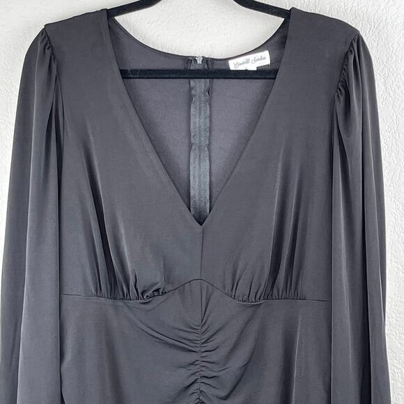 Emerald Sundae Black Stretch Ruched Bodycon Long Sleeve V-Neck Dress Plus 18 NWT - Picture 6 of 15